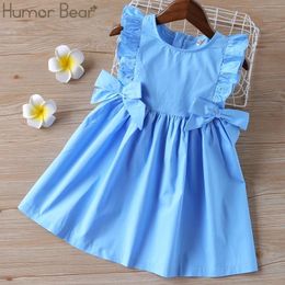 Humor Bear Baby Summer Dress Girls Clothing Ruffle Sleevele Princess Frocks Big-Bow Fashion Kids Baby Girl Vestido 240518
