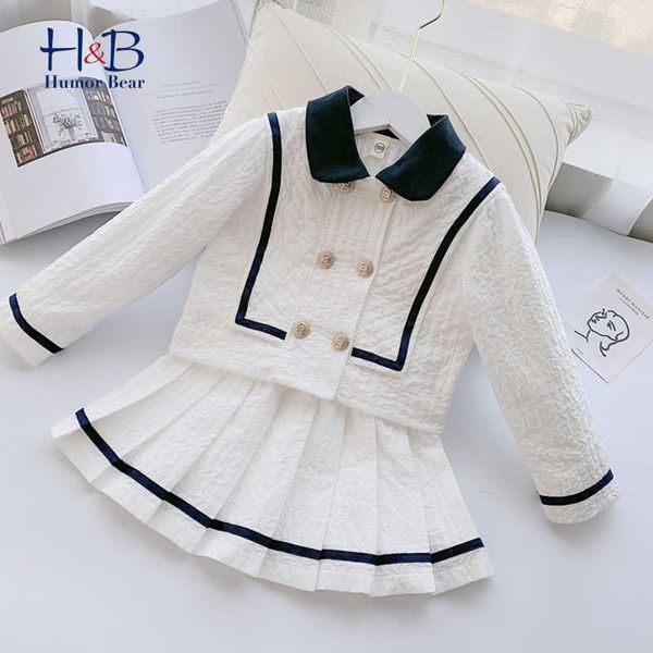 Humor Bear Girls Vêtements Ensemble 2021 Spring Summer College Style Haut à manches longues + jupe Sweet 2pcs Vêtements pour enfants en bas âge X0902