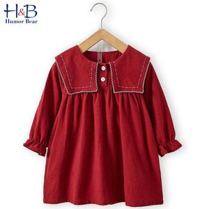 Humour ours filles robe 2020 automne nouveau printemps automne dentelle col manches longues doux princesse robe de soirée enfants enfants vêtements Q0716