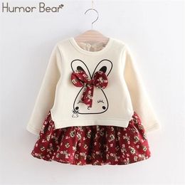Humor beer meisjes jurk zomer herfst bloem prinses peuter meisje kleding kinderkleding schattige dieren baby es 220426