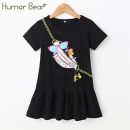 Humor Bear – robe à manches courtes pour filles, mode printemps-été, décontractée, ample, col rond, imprimé, pour enfants, 220426