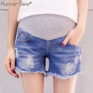 Pantalones cortos de maternidad de verano para mujer de Humor Bear, pantalones cortos de embarazo, pantalones vaqueros de cintura baja para embarazadas, pantalones de talla grande, ropa