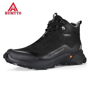 Botas de plataforma HUMTTO para hombre, botines de seguridad para el trabajo de goma de invierno para hombre, zapatillas tácticas negras, zapatos de senderismo de diseñador para hombre 220411