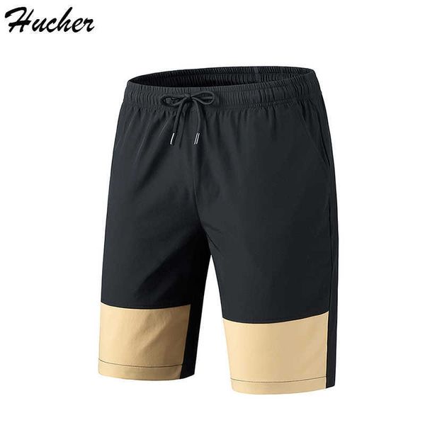 Huncher, pantalones cortos informales para hombre, pantalones cortos transpirables de secado rápido de retazos, pantalones cortos de verano 2021 con cintura elástica para gimnasio, pantalones cortos para correr X0705