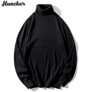 Huncher Hommes Pull à col roulé Hommes Hiver Polaire Mode Coréenne Tricoté Jumper Indéfini Pull Noir Chandails Pour Hommes 201125