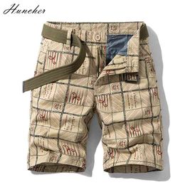 Huncher Sunmer Mâle Shorts Coton Mode Pour Hommes Imprimé Plus Taille Classique En Plein Air Respirant Hommes Kaki Plage 210716