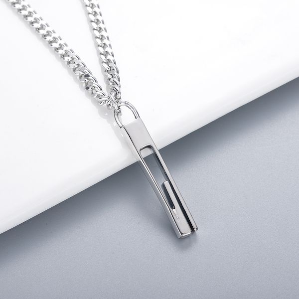 Cent et simple pendentif en argent 925, collier Hip hop pour homme, Hipster, mode, personnalité, accessoire de marée élastique