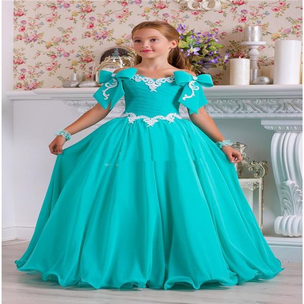 Hunter mousseline de soie perlée fleur Gilr robes arcs dentelle Vintage petite fille robes de mariée belle enfant Pageant robes robes FL01298K