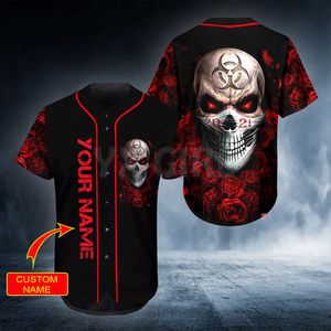 Camisa Hunter Custom You Name Skull Baseball Jersey Love Gift Impressa 3D Masculina Casual Hip Hop Tops 220712