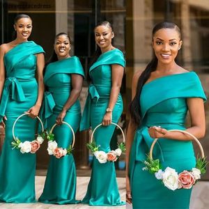 Hunter Green Bruidsmeisjekleding Afrikaanse Meisjes Zeemeermin Een Schouder Bruiloft Gast Bruidsmeisje Jurken Plus Size 328 328