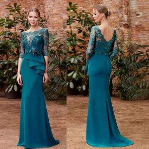 Hunter Green Lace Mother of the Bride Robes Robes for Women Elegant for a Wedding Illusion Mermaid Mothers Robe Gown Gown pour l'anniversaire Special Occasions AMM122