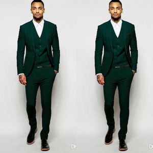 Hunter Mariage Hommes Costumes Slim Fit Marié Tuxedos Pour Hommes Trois Pièces Garçons D'honneur Costume Pas Cher Un Bouton Formelle Vestes D'affaires