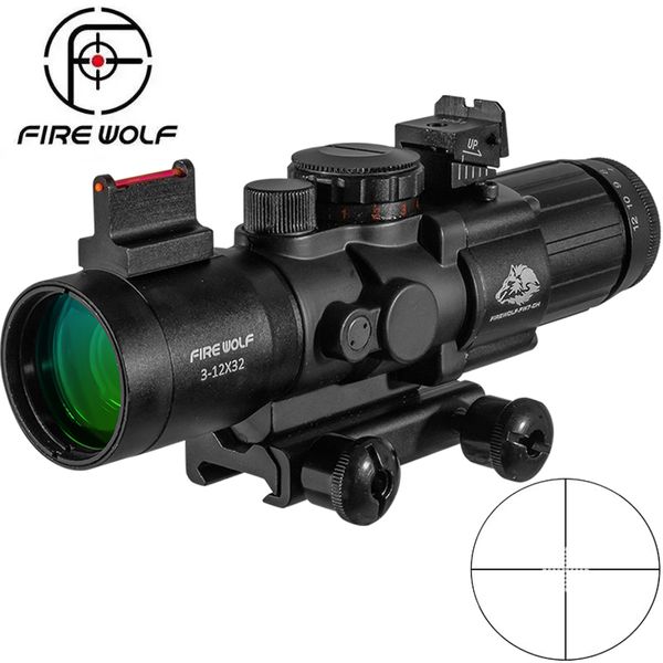 Caza 3-12x32 Caza Caza Vista óptica Airsoft Red Dot Rifle Spoting para la caza de rifles