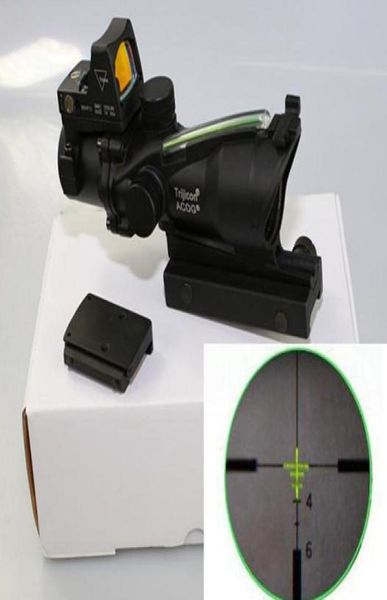 Caza ACOG estilo 4X32 fibra real Trijicon duelo mira iluminada RMR Micro fibra roja o verde w RMR Micro Red Dot1919127