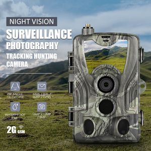 Caméras de chasse 2G MMS SMS P Trail Caméra de faune 20MP 1080P Vision nocturne Cellulaire Mobile HC801M Chargeur de panneau solaire 230603