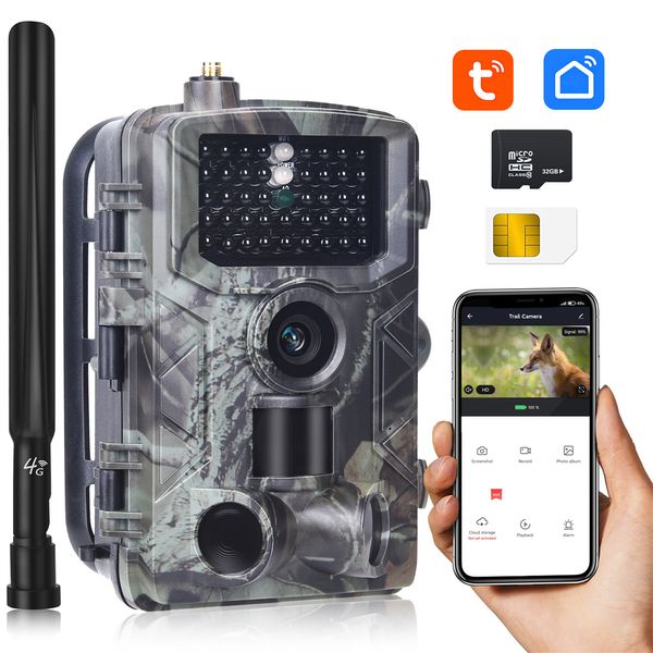 Caméras de chasse 30MP 2K 4G Caméra infrarouge extérieure Contrôle de l'application mobile à distance pour voir Po Video Night Vision Trap Game Cam étanche 230620