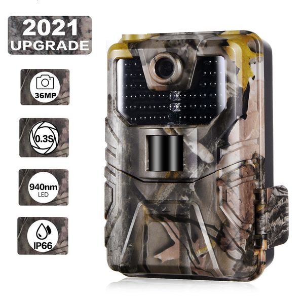 Caméras de chasse 36MP 2.7K Trail Camera 940nm Low Glow Vision nocturne infrarouge Po Trap Caméras de chasse Caméra sans fil HC900A Surveillance de la faune 230320