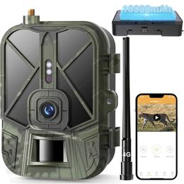 Caméras de chasse 4G LIVE Video10000mah batterie au lithium Cellular Trail Camera 36MP4K Wireless Game APP Cloud Service Étanche IP66 Wildlife Cam 230603