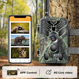 Jachtcamera's 4K Live-uitzending APP Controle Trail Camera GRATIS Cloud Service Wildlife 4G 30MP Draadloos Nachtzicht HC810PRO 230603
