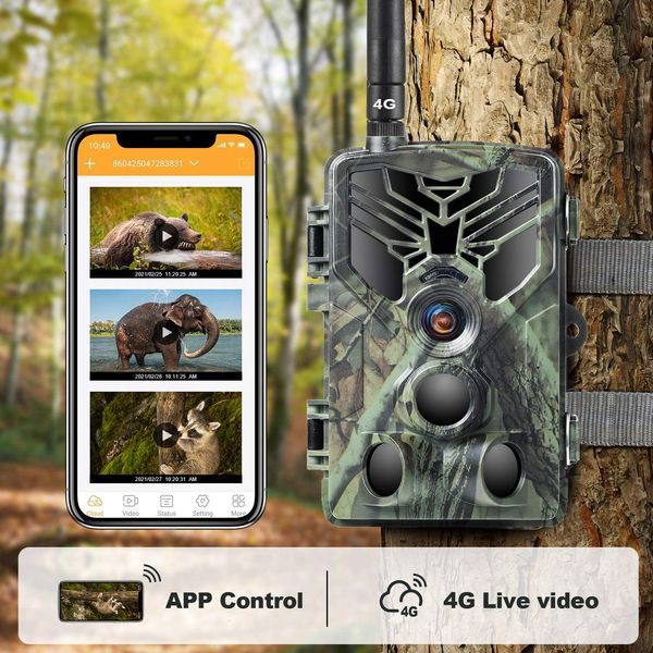 Caméras de chasse 4K Live Broadcast APP Control Trail Camera FREE Cloud Service Wildlife 4G 30MP Wireless Night Vision HC810PRO 230603