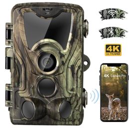 Jachtcamera's 4K Video Live Show Trail Camera 30MP WIFI801PRO APP Bluetooth Controle Nachtzicht Po Trap 231208