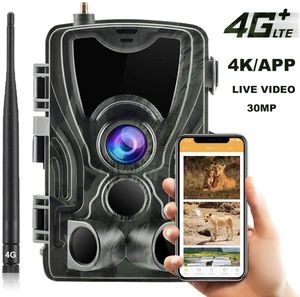 Hunting Cameras Free APP Cloud Service 4G Trail Camera 4K Live Broadcast Wildlife Hunting Surveillance Cellular Wireless Cameras HC801PRO 30MP 230324