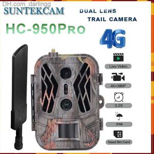 Caméras de chasse HC-950PRO 4G 36MP 4K Streaming en temps réel Streaming Media Night Vision Cloud Roaming Internet Dual Lens Trail Camera Video TV IP65 Q240306
