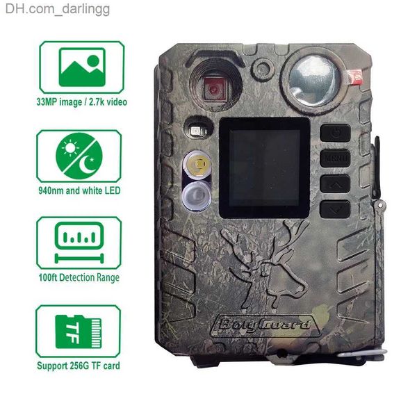 Caméras de chasse Caméras de chasse BolyGuard 33MP BG410-D double flash (LED noir et blanc) caméra de jeu de chasse portable caméra de suivi de sécurité vidéo 2.7K Q240306