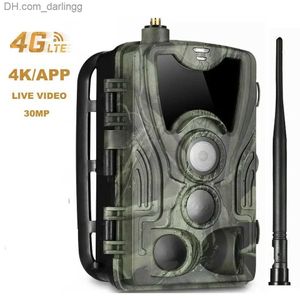 Caméras de chasse Nouveau appareil photo de chasse 4k 30MP avec application Bluetooth Controw Cloud 4G Video en temps réel HC-801PRO WIRESS WILSE WILDLIFE Trail US / EU PLIG Q240306