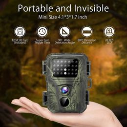 Caméras de chasse Mini caméra de traînée extérieure 20MP 1080P faune 850nm Vision nocturne chasseur sauvage Cam Mini600 Po piège Surveillance 231208