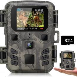 Caméras de chasse Mini caméra de chasse extérieure 4K HD 20MP 1080P Vision nocturne infrarouge Jeu de piège activé par le mouvement IP66 Étanche Wildlife Cam 230603