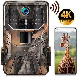 Jachtcamera's Outdoor Trail Camera 4K 30MP WiFi APP Geen gloed Nachtzicht Bewegingsgeactiveerd IP66 Waterdicht Wildlife Trap Game Cam 230603