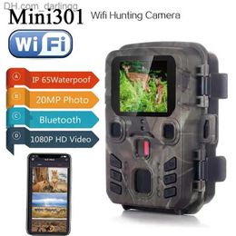 Caméras de chasse en plein air Caméra WiFi Contrôle des applications Suivi Bluetooth sans fil 24MP 1296P Vision nocturne Sports Wildlife Trap Piège Q240306