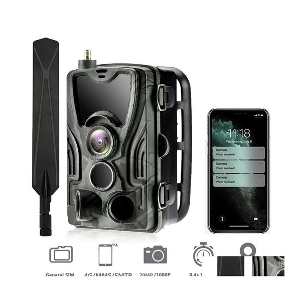 Cámaras de caza Suntekcam Hc801 Series App Control 4G 20Mp 1080P Trail Camera Wireless Wildlife 0.3S Trigger Night Vision 220810 Dro Dhuwo