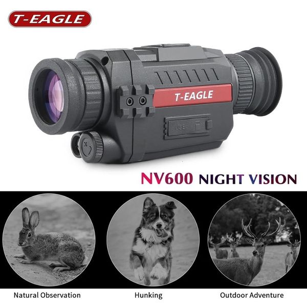 Caméras de chasse TEAGLE NV600 Monoculaires Infared Night Vision Scope Digital Vedio Record Grossissement8 8G TF Card 200M Range 230620