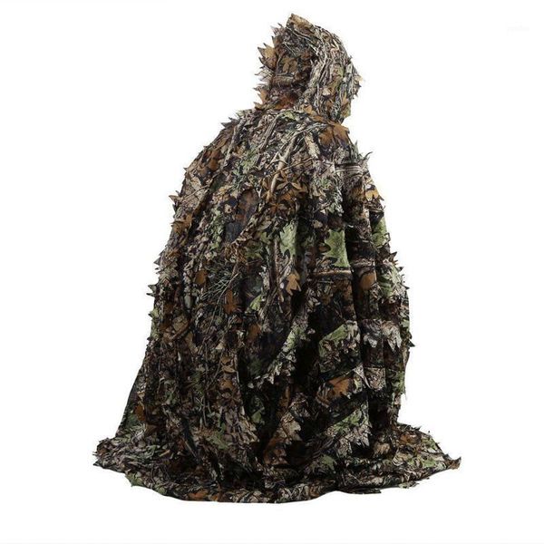 Conjuntos de caza Camo 3D Leaf Cloak Yowie Ghillie Transpirable Poncho abierto Tipo Camuflaje Observación de aves Rompevientos Traje de francotirador Gear1