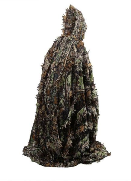 Camo Camo 3d Leaf cape Yowie ghillie respirant Open Poncho Type Camouflage Birdwatching Poncho Windbreaker Sniper Suit Gear6005884