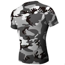 Chasse Camouflage T-shirt serré hommes vêtements de sport Compression armée tactique chemise de combat Camo Compression Fitness hommes vêtements de sport en plein air