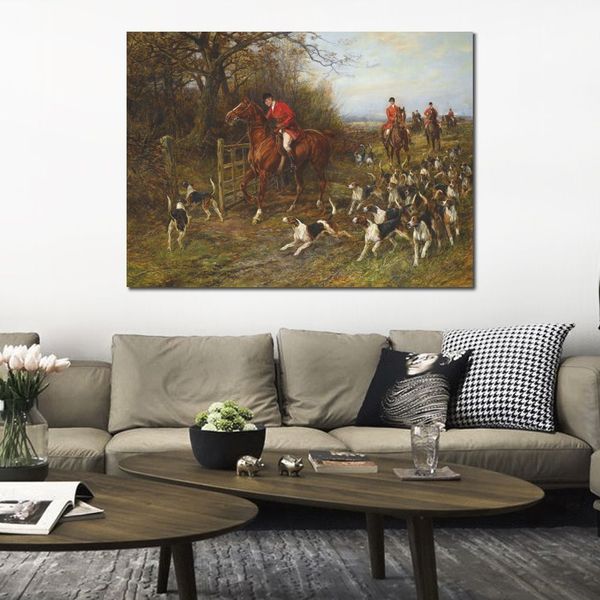 Caza lienzo arte cazador y perros Heywood Hardy pintura paisaje clásico hecho a mano decoración del hogar