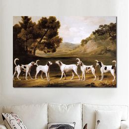 Cani da caccia realistici fatti a mano su tela Heywood Hardy Painting Horses Hunting Modern Bedroom Decor Vibrant