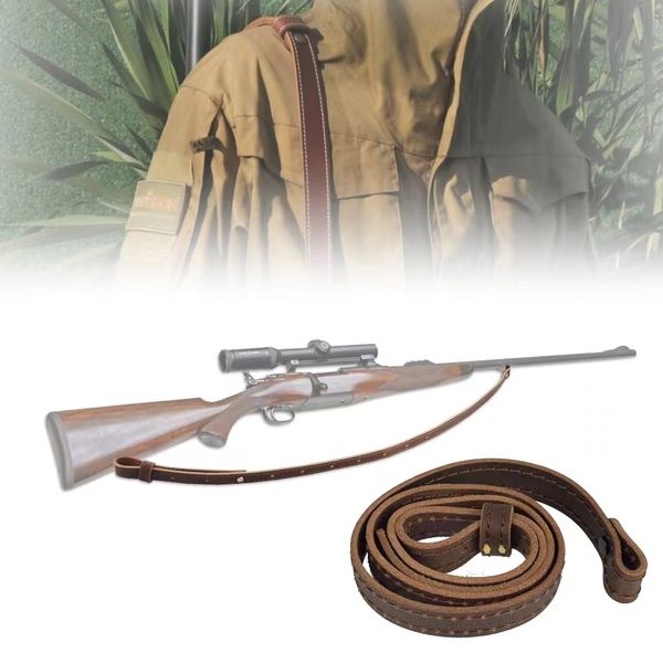 Accessoires de chasse à la chasse en cuir Élingue à épaule réglable Pundding Gun tir Tactical Strap 106 cm