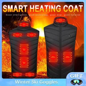 Hunting Jackets 2/9 Zones gilet chauffant 3 vitesses réglage de la température USB veste chauffante électrique hiver vêtements thermiques manteau S-8XL