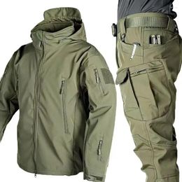 Vestes de chasse d'hiver 2024, entraînement tactique spécial 5XL, coque souple en peluche épaisse, imperméable, coupe-vent, veste et pantalon chauds à capuche