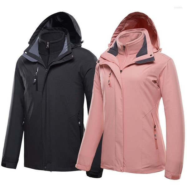 Chaquetas de caza 3 en 1 para esquiar y senderismo, chaqueta para hombre y mujer, impermeable, transpirable, de dos piezas, talla grande, cortavientos deportivo, traje térmico de lana para invierno