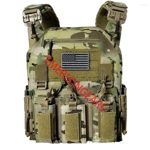 Chaquetas de caza Chaleco táctico con sistema Molle de corte láser modular de liberación rápida de nailon 1000D avanzado con doble bolsa triple para revistas