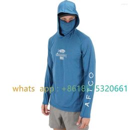 Jacht Jassen Aftco Vissen Hoodie Shirt Voor Mannen En Vrouwen Lange Mouw Wandelen Met Masker Uv Halsbeenkap Top294l