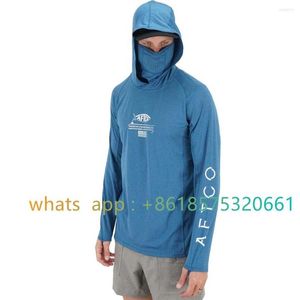 Vestes de chasse Aftco pêche à capuche chemise pour hommes et femmes à manches longues randonnée avec masque Uv cou guêtre Top294l