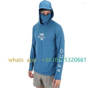 Jacht Jassen Aftco Vissen Hoodie Shirt Voor Mannen En Vrouwen Lange Mouw Wandelen Met Masker Uv Halsbeenkap Top294l