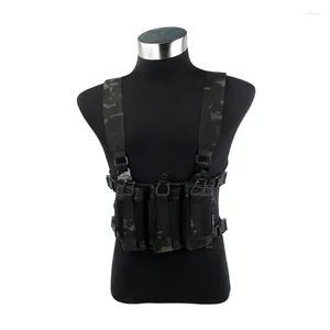 Vestes de chasse Cork Gear Triple 556 Mag Pouch Mini Harnais Chest Rig Set Black Camo MCBK COG053