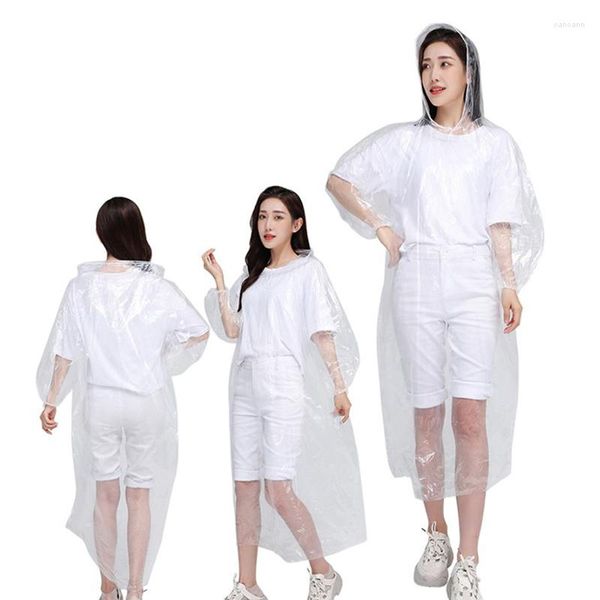 Chaquetas de caza Impermeable desechable Poncho de protección de emergencia transparente Capa de lluvia Capucha Accesorios para exteriores Cubierta de senderismo